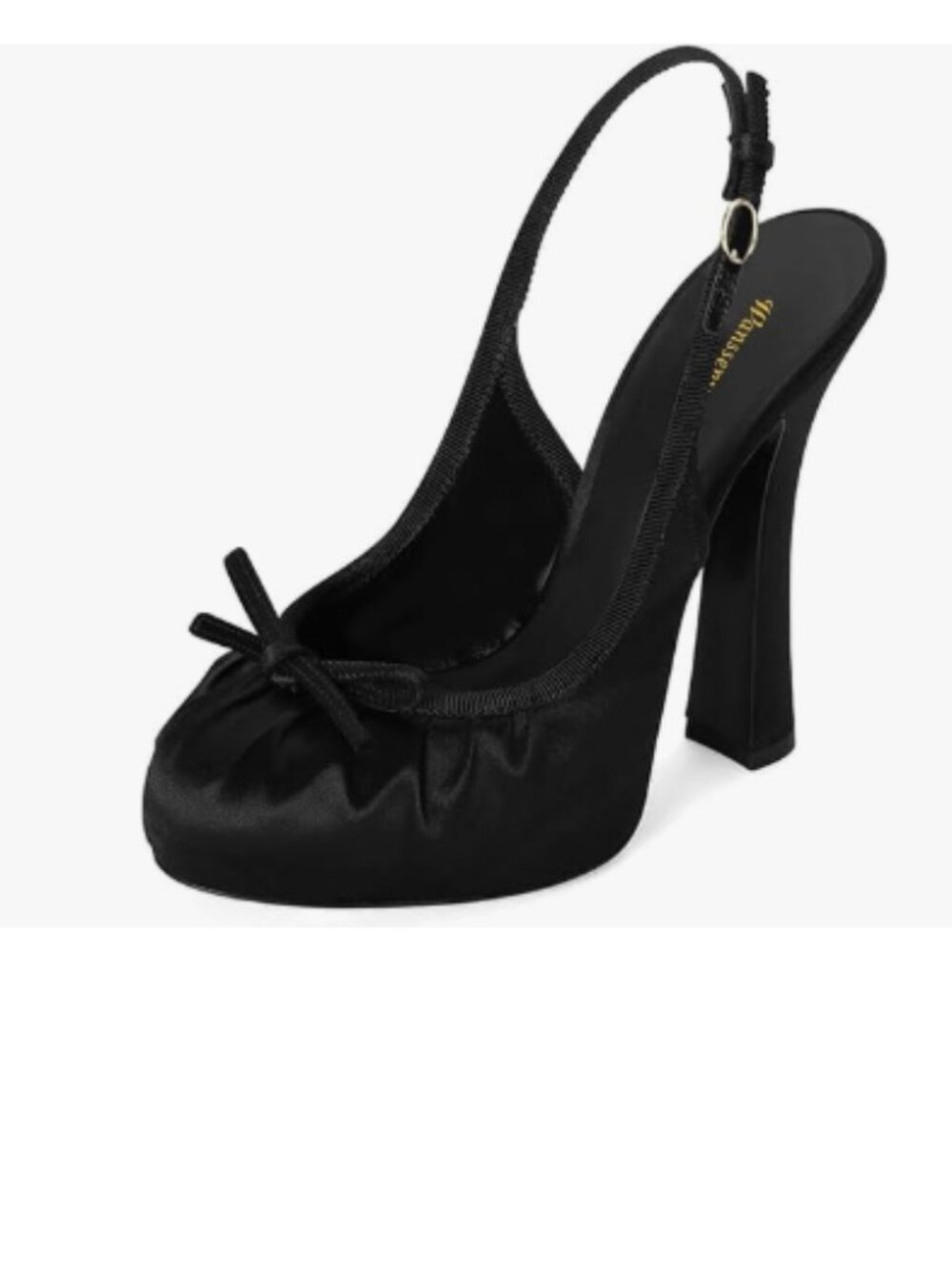 Black Satin Slingback High Heel Pumps